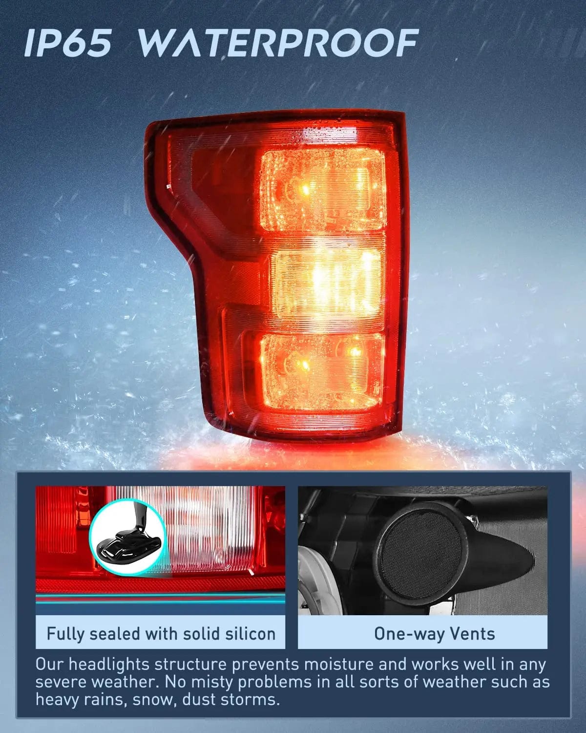 2018-2020 Ford F150 Taillight Assembly Rear Lamp Replacement OE Style Red Housing with Bulbs and Harness Driver Side Nilight