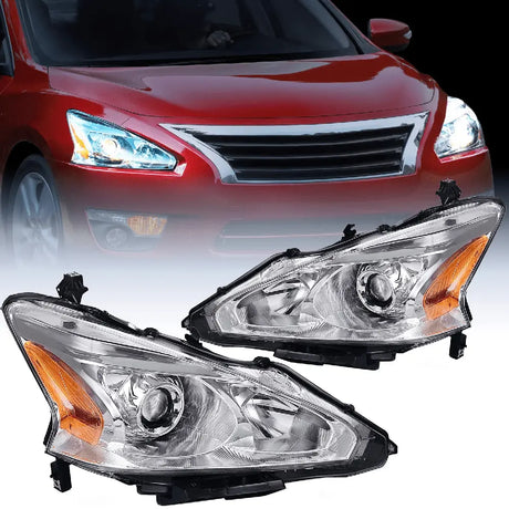 2013-2015 Nissan Altima 4 Door Sedan Headlight Assembly Chrome Case Amber Reflector Nilight