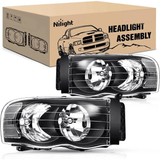 Headlight Assembly 2002-2005 Ram 1500 2500 3500 Headlight Assembly Black Case Clear Reflector