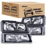 Headlight Assembly 2003-2006 Chevy Silverado Avalanche 1500 1500HD 2500 2500HD 3500 Headlight Assembly Black Case Clear Reflector