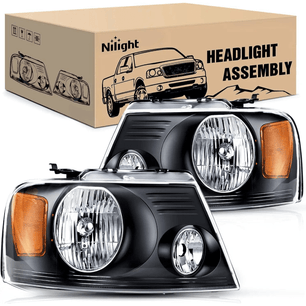 Headlight Assembly 2004-2008 Ford F150 2006 Lincoln Mark LT Headlight Assembly Black Case Amber Reflector