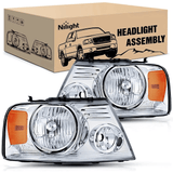 Headlight Assembly 2004-2008 Ford F150 2006 Lincoln Mark LT Headlight Assembly Chrome Case Amber Reflector