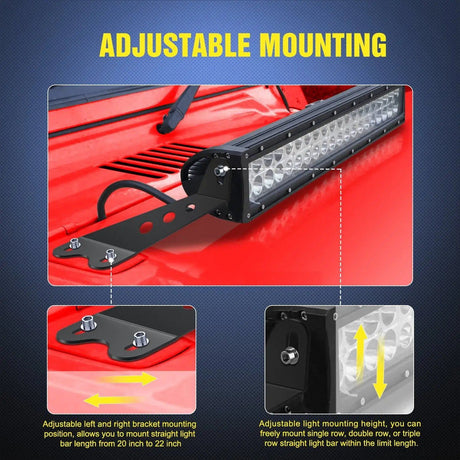 Mounting Accessory 20” Light Bar Hood Mounts For Jeep Wrangler JK 2007-2017