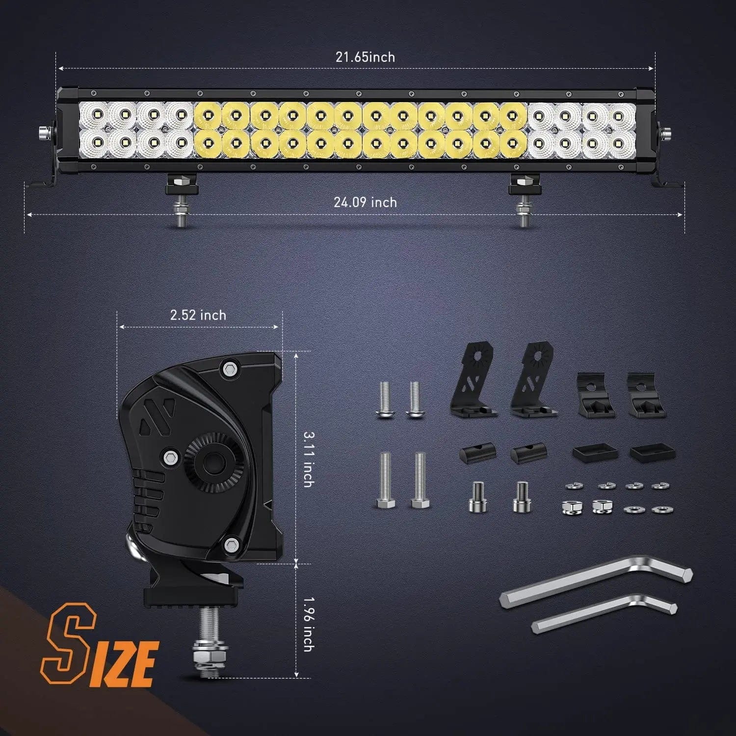 21.6 Inch 200W 24000LM Spot Flood Osram P8-5W Chips LED Light Bar Nilight