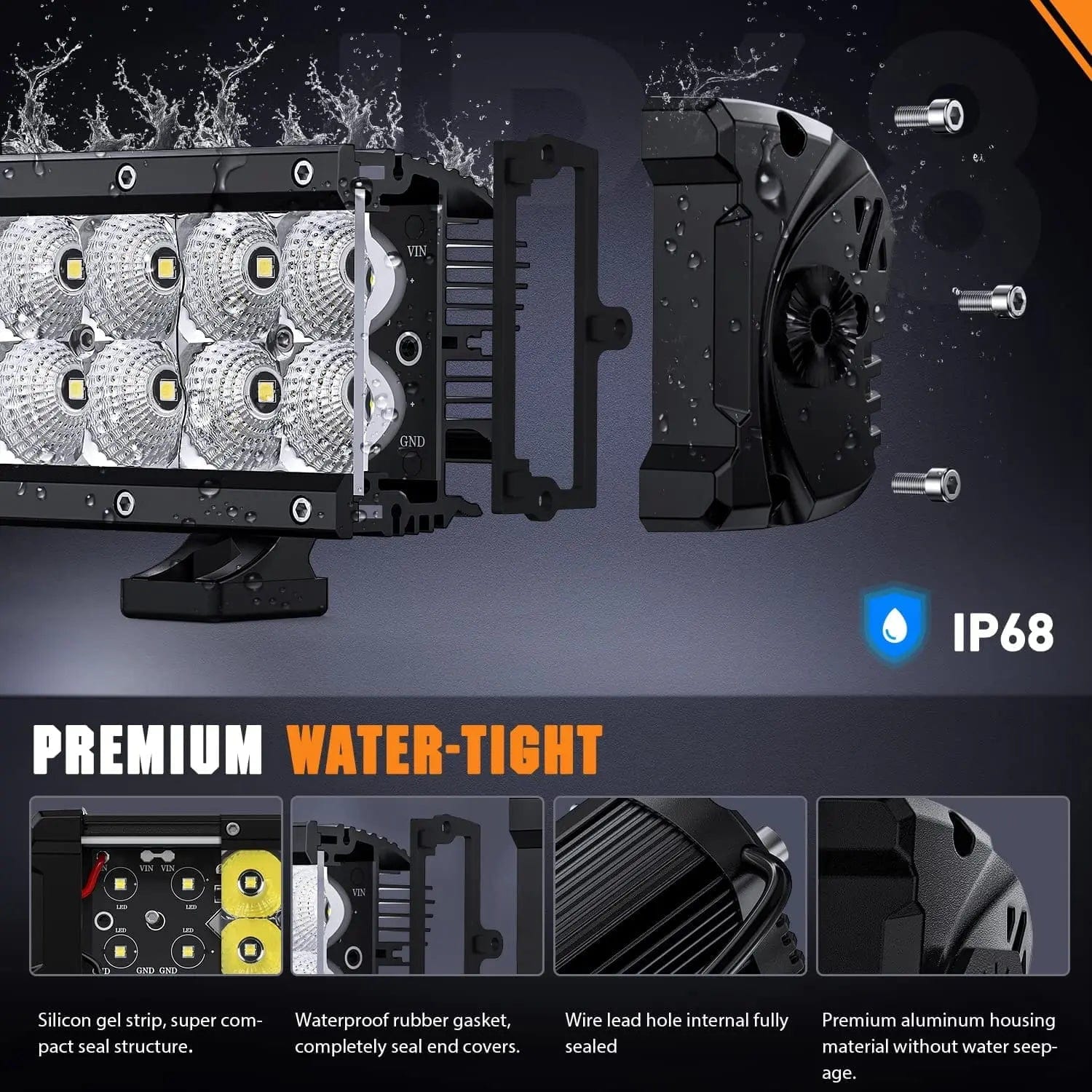 21.6 Inch 200W 24000LM Spot Flood Osram P8-5W Chips LED Light Bar Nilight