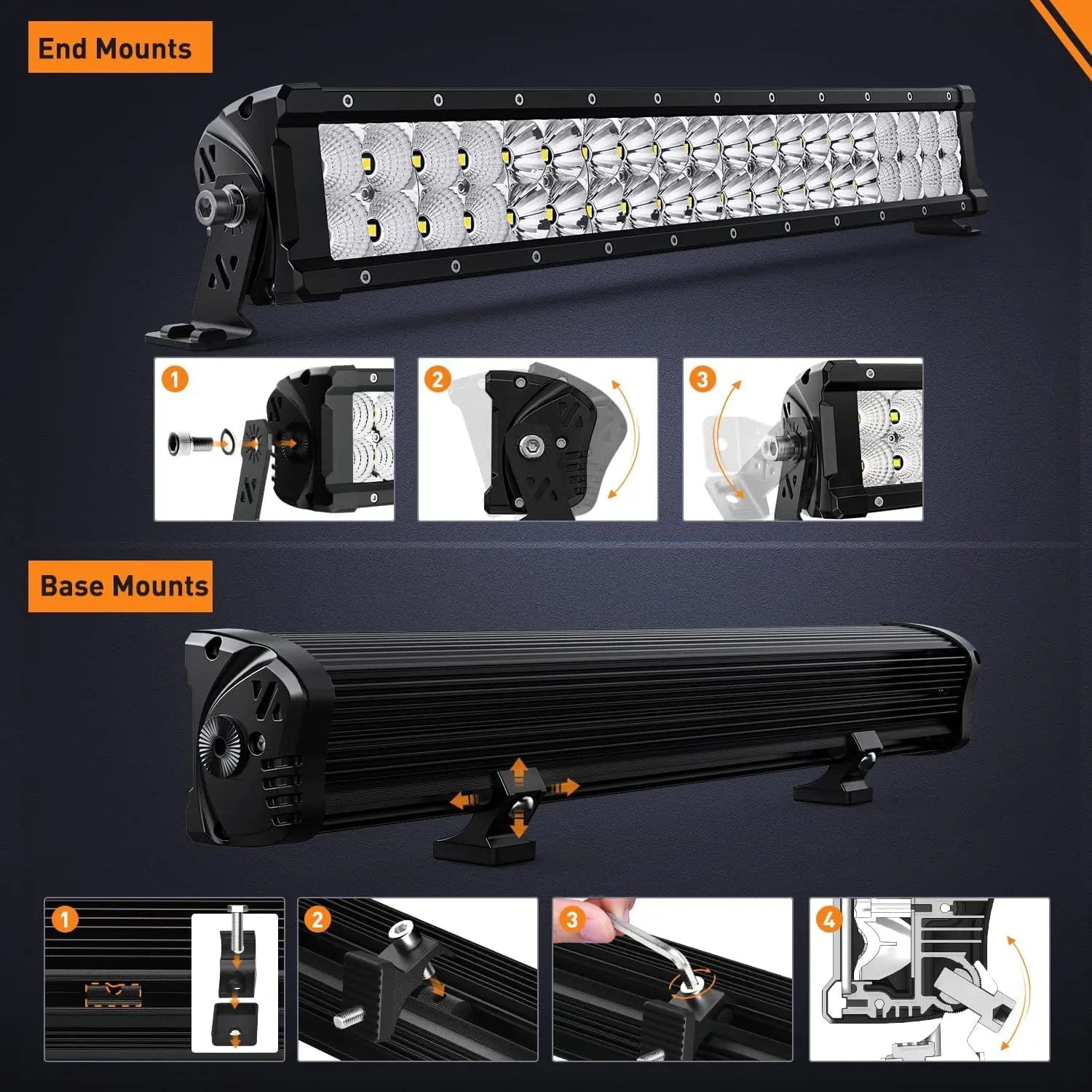 21.6 Inch 200W 24000LM Spot Flood Osram P8-5W Chips LED Light Bar Nilight