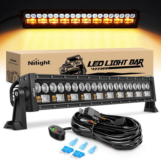 22 Inch 150W 15000LM Double Row 7D Lens Spot Flood LED Light Bar | 16AWG DT Wire Nilight