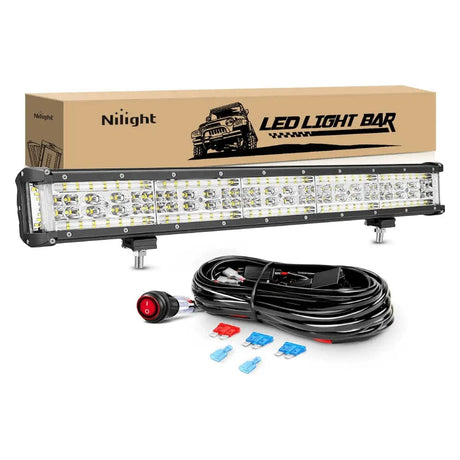 22 Inch 456W Side Shooter Quadruple Row Spot Flood LED Light Bar | 16AWG Wire 3Pin Switch Nilight