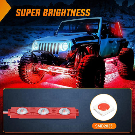 24 LEDs Red Ultra-Bright Light Kit (8 Pcs) Nilight