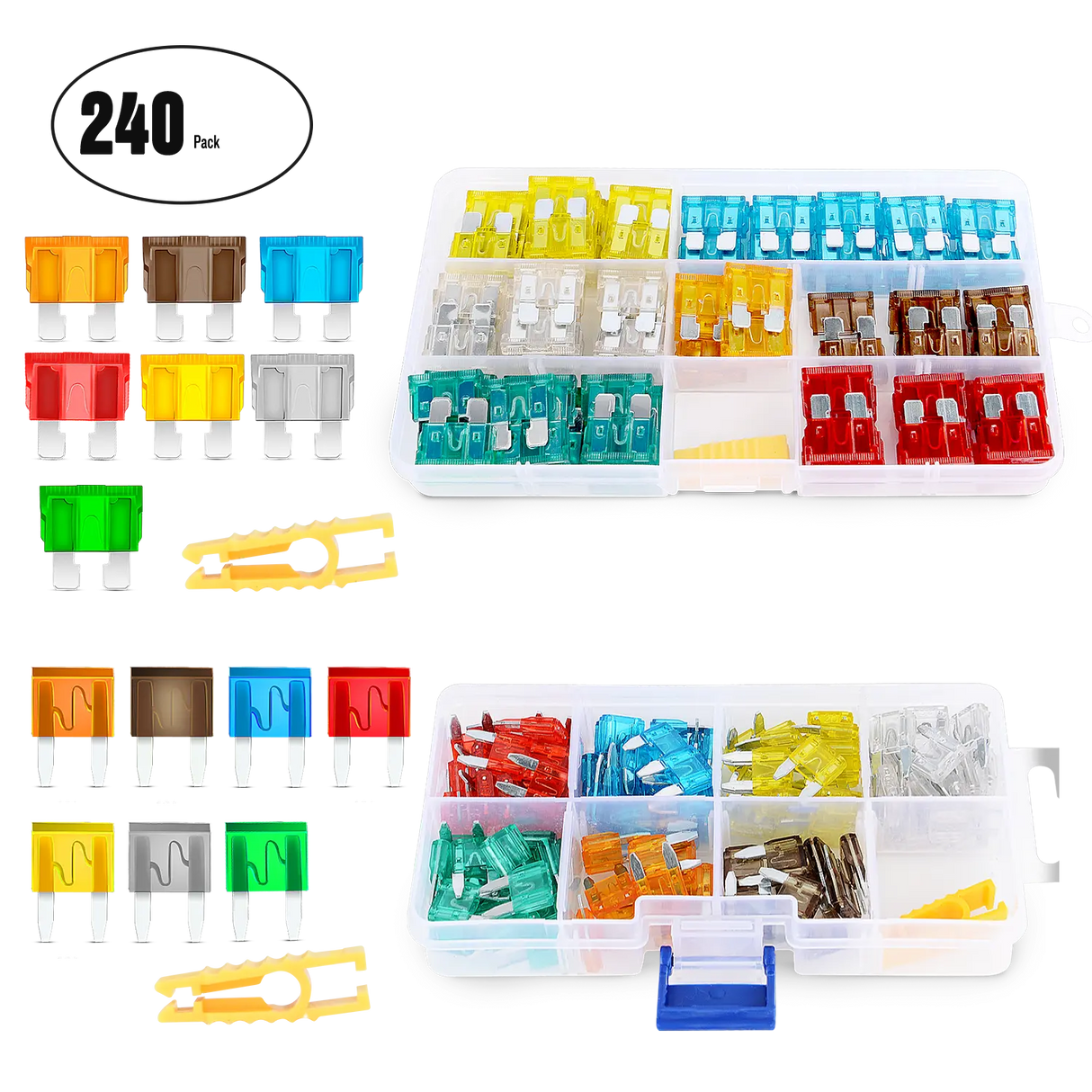 Accessories 240Pcs Standard & Mini Blade Fuse Set