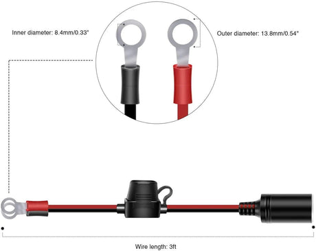 Wiring Harness Kit 6FT Cigarette Lighter Socket Extension Cord Cable 12V/24V (Red)