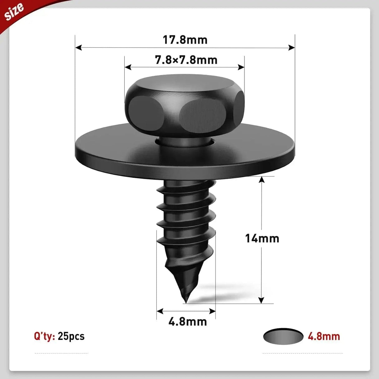 25 Pcs Head 7.8mm Hole 4.8mm Engine Shields Splash Guard Bumper Hex Head Sems Screws 07-14-7-129-160 For BMW 128i 135i 228i 228iX 230i 525i 525xi 528i 528xi Nilight