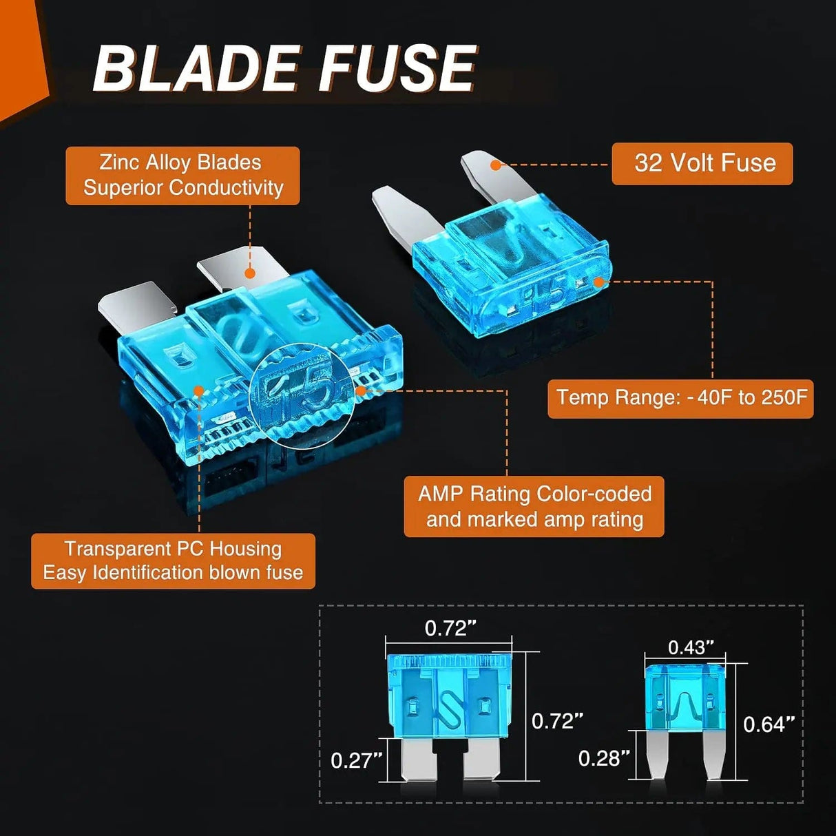 250Pcs Blade Jcase Car Fuse Assortment Kit Nilight