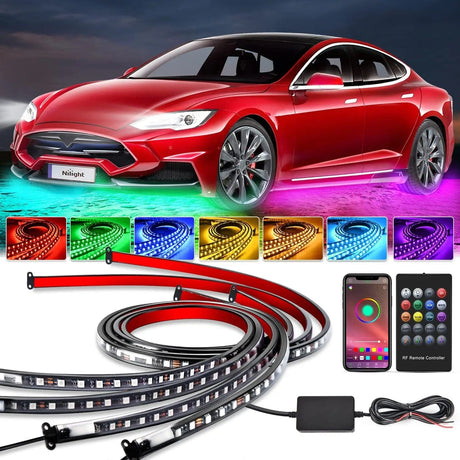 256Leds RGB Underglow Neon APP Remote Control Led Strip Light 4PCS Nilight