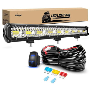 26 Inch 540W 50000LM Triple Row Spot Flood LED Light Bar | 14AWG Wire 5Pin Switch Nilight