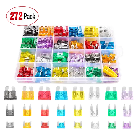 Accessories 272Pcs Standard & Low Profile Mini Blade Fuse Assortment Kit