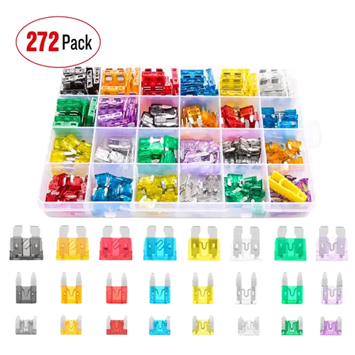 Accessories 272Pcs Standard & Low Profile Mini Blade Fuse Assortment Kit