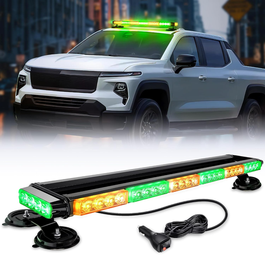 29.5 Inch Roof Top Amber Mix Green Strobe Lights 56LED Hazard Emergency Warning Light Bar Magnetic Mount Nilight