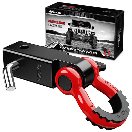 2 Inch Shackle Hitch Receiver 3/4 Inch D Ring Kit Black Red