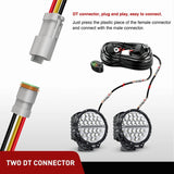 2PCS 16AWG 10FT Wire Extension Kit 3Pin Socket DT Connector Nilight