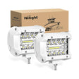 4" 60W Spot Flood Combo White Case Led Work Lights (Pair) Nilight