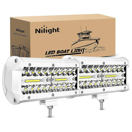 6.5" 120W Spot Flood Combo White Case Led Light Bar (Pair) Nilight