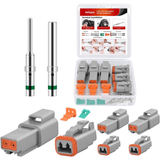 2 PIN DT Connector Kit 3 Sets Size 16 Solid Contacts Waterproof Male Female Terminal for 14-20 AWG DT Series Connector nilight