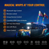 2Pcs 4FT Spiral Antenna Bluetooth Remote App Control Led Whip Light | 10FT Wire 5Pin Switch Nilight