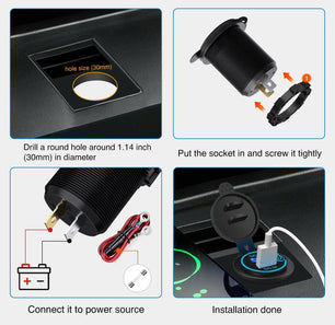 2Pcs 5V 4.8A Dual USB Output Car Charger with LED Voltmeter Nilight