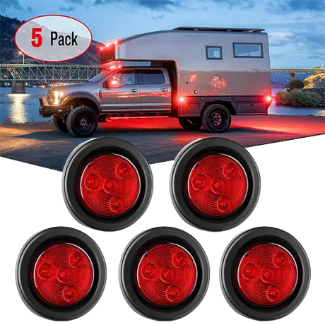 Trailer Light 2" Red Round Side Marker Light (5 Pcs)