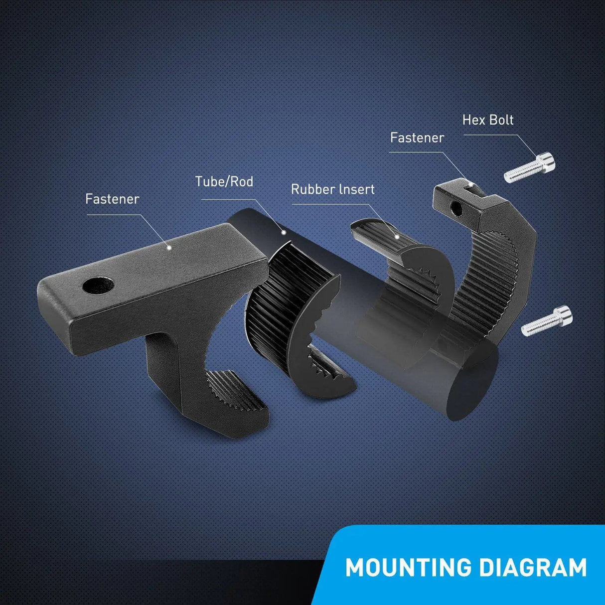 Mounting Accessory Horizontal Bar Clamp Mount Bracket Kits 1"/1.5"/1.75"/2" (4 Pairs)