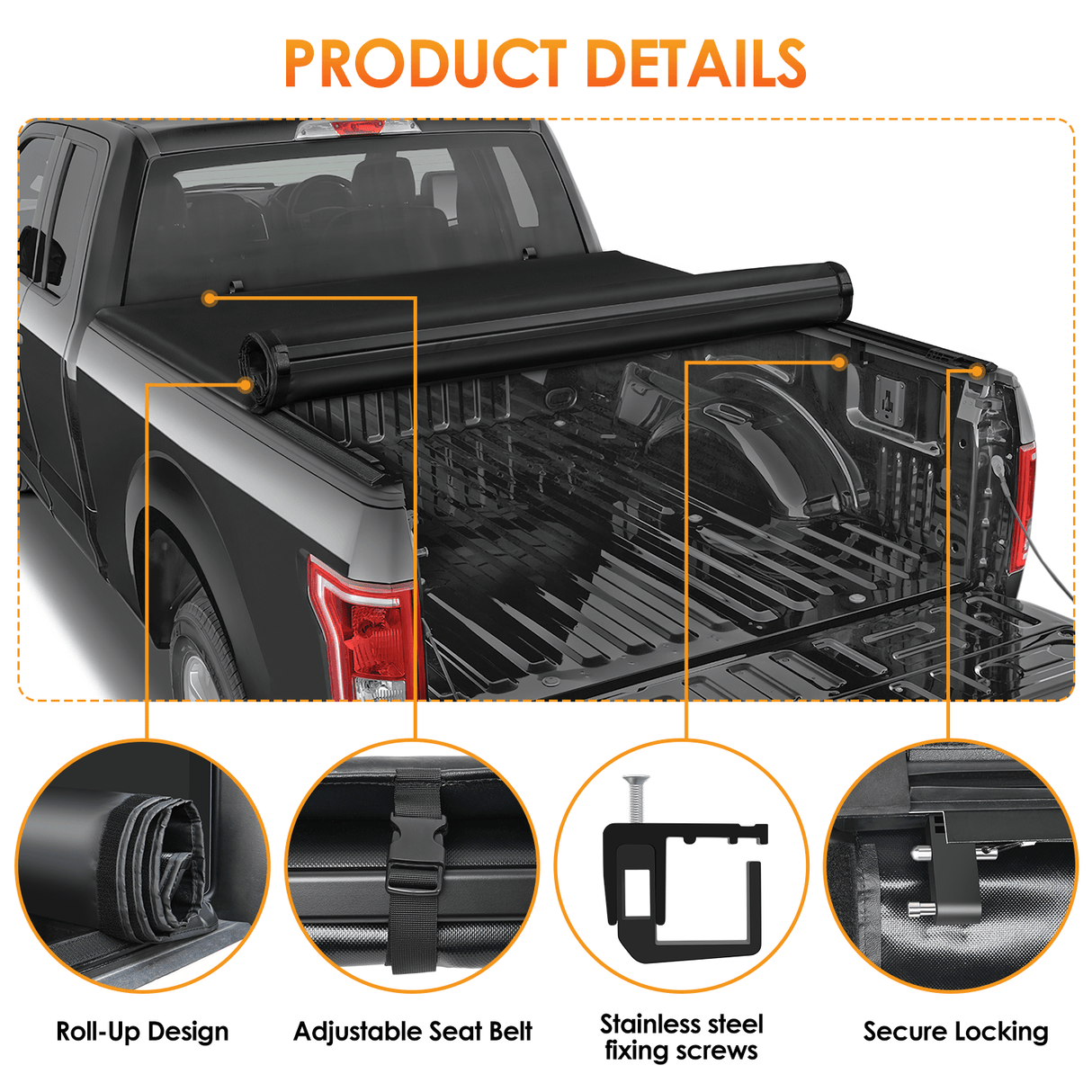 6.5ft Truck Bed Cover for Ford F150 2015-2024 Nilight