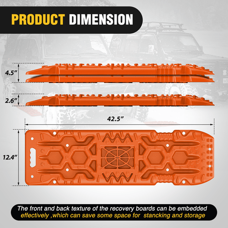 Off-Road Recovery Traction Boards For 4WD 4X4 with Jack Lift & Carry Bag (Orange) Nilight