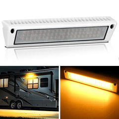 RV Exterior Light 13 Inch Amber Beam Porch Lights White Aluminum