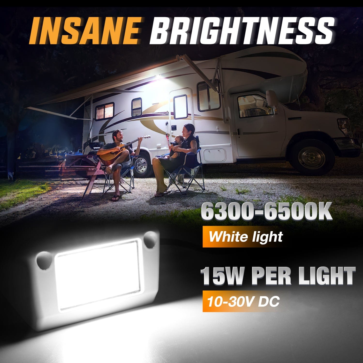 RV Exterior Light 2PCS 5 Inch White Beam Porch Lights White Aluminum Nilight