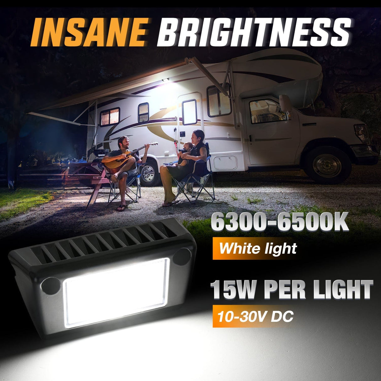 RV Exterior Light 2PCS 5 Inch White Beam Porch Lights Black Aluminum Nilight