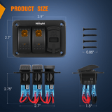 2 Gang Switch Panel With QC3.0 & PD Charger And Voltmerter with Orange Backlit