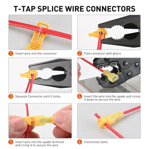 120PCS/60 Pairs Quick Splice Disconnect Wire Terminals T-Tap Spade Wire Connectors Yellow Nilight