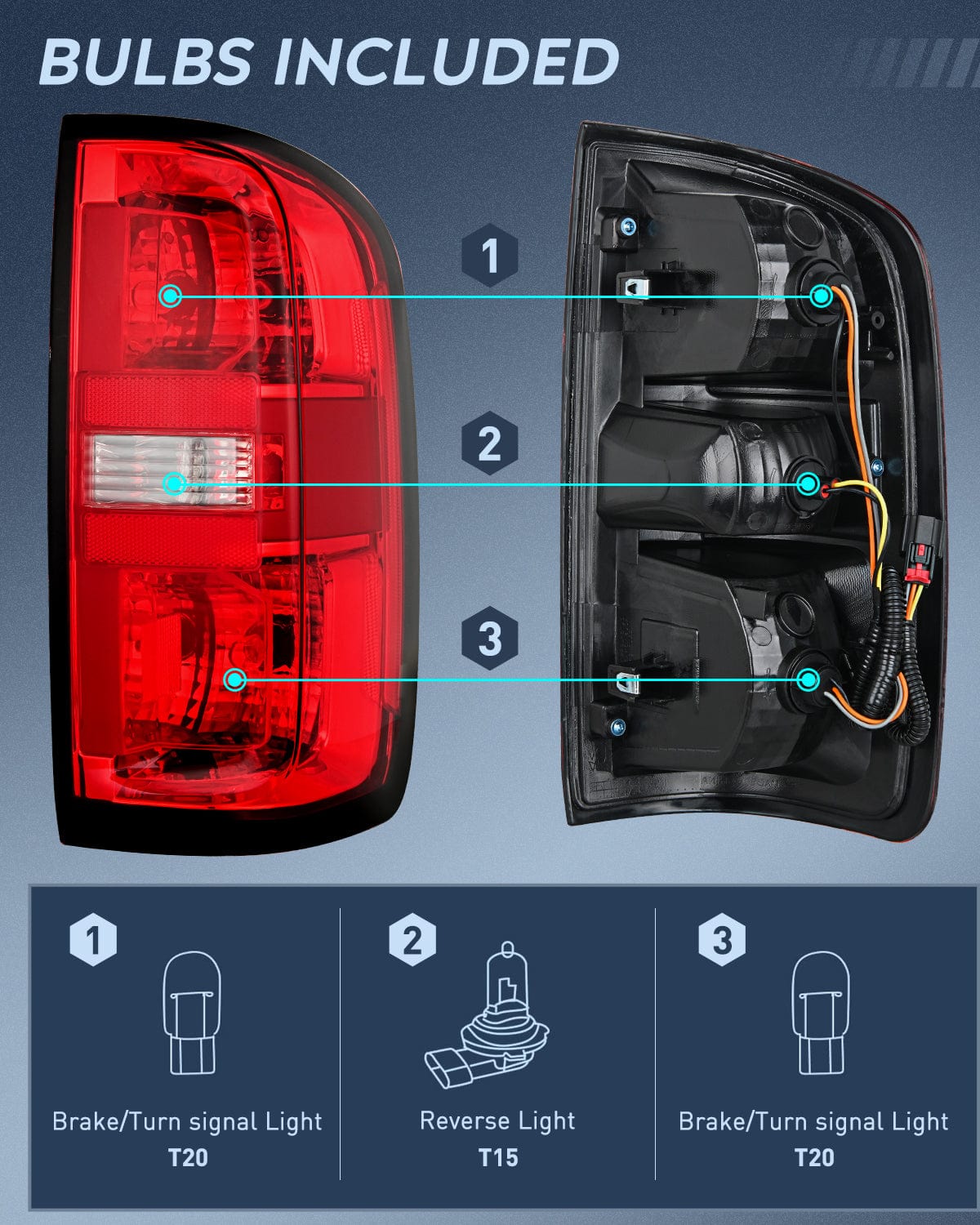 Nilight Taillight Assembly Compatible with 2015-2022 Chevy Colorado Rear Lamp Replacement OE Style Passenger Side w/Bulbs Nilight