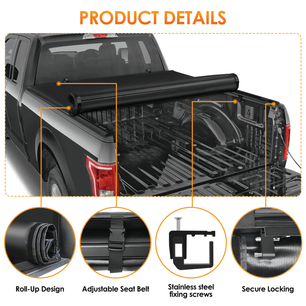 6.2ft Soft Roll Up Truck Bed Cover for Chevy Colorado / GMC Canyon 2015-2024 Nilight