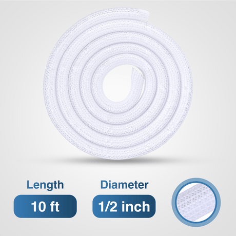 10ft-1/2inch White Cable Management Sleeves Nilight