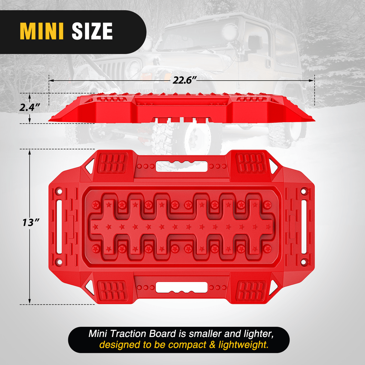 Off-Road Mini Short Recovery Traction Boards For 4WD 4X4 (2PCS Red) Nilight