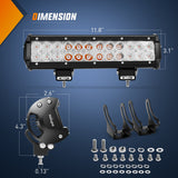 72W 12Inch Spot Flood Combo Led Light Bar- Red Beam Nilight