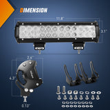 72W 12Inch Spot Flood Combo Led Light Bar- Blue Beam Nilight