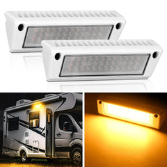 RV Exterior Light 2PCS 9 Inch Amber Beam Porch Lights White Aluminum