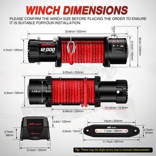 12000 lb ATV/UTV Electric Winch Kit With Synthetic Winch Rope Nilight