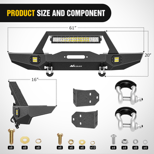 with Winch Plate Offroad 120W Light Bar 18w LED Light Pods Nilight