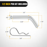 Trailer Hitch Mount 2In Trailer Ball 1/2In Hitch Pin Clip Fits 1-1/4In Receiver Tubes 1-1/4In Drop 3/4In Rise