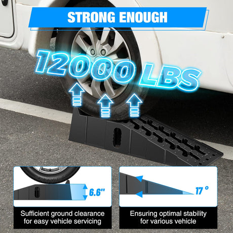 6.7Inch Lift Heavy Duty Truck Ramps 12000lb Capacity Portable Service Ramps Nilight