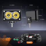 3 Inch 10W 1300LM Spot Built-in EMC LED Work Lights (Pair) | 16AWG DT Wire Nilight